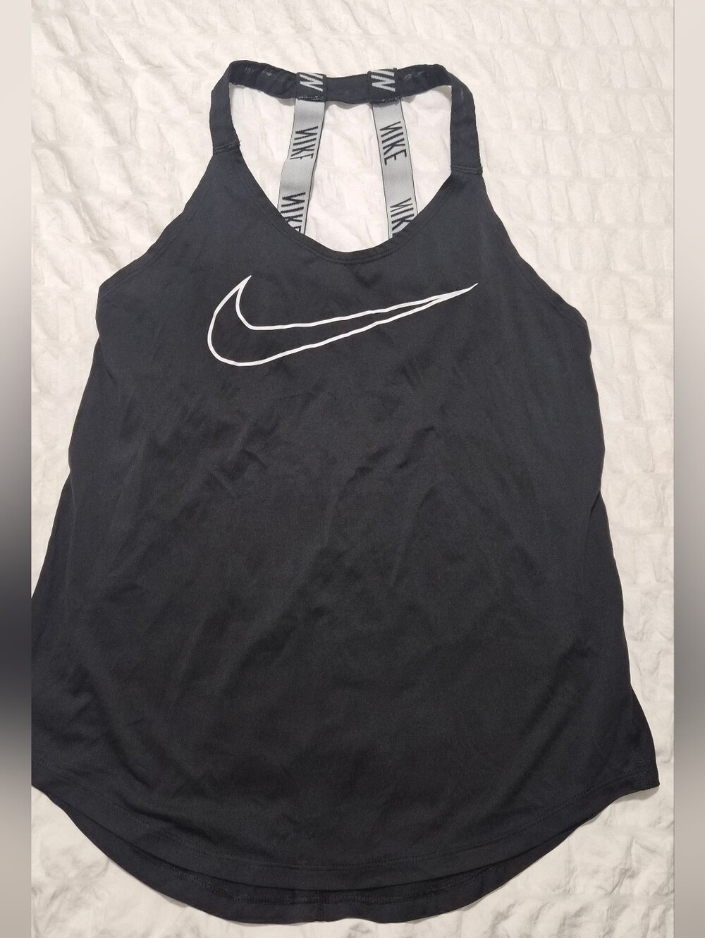 Nike Black Tank Top with White Swoosh and Branded Racerback